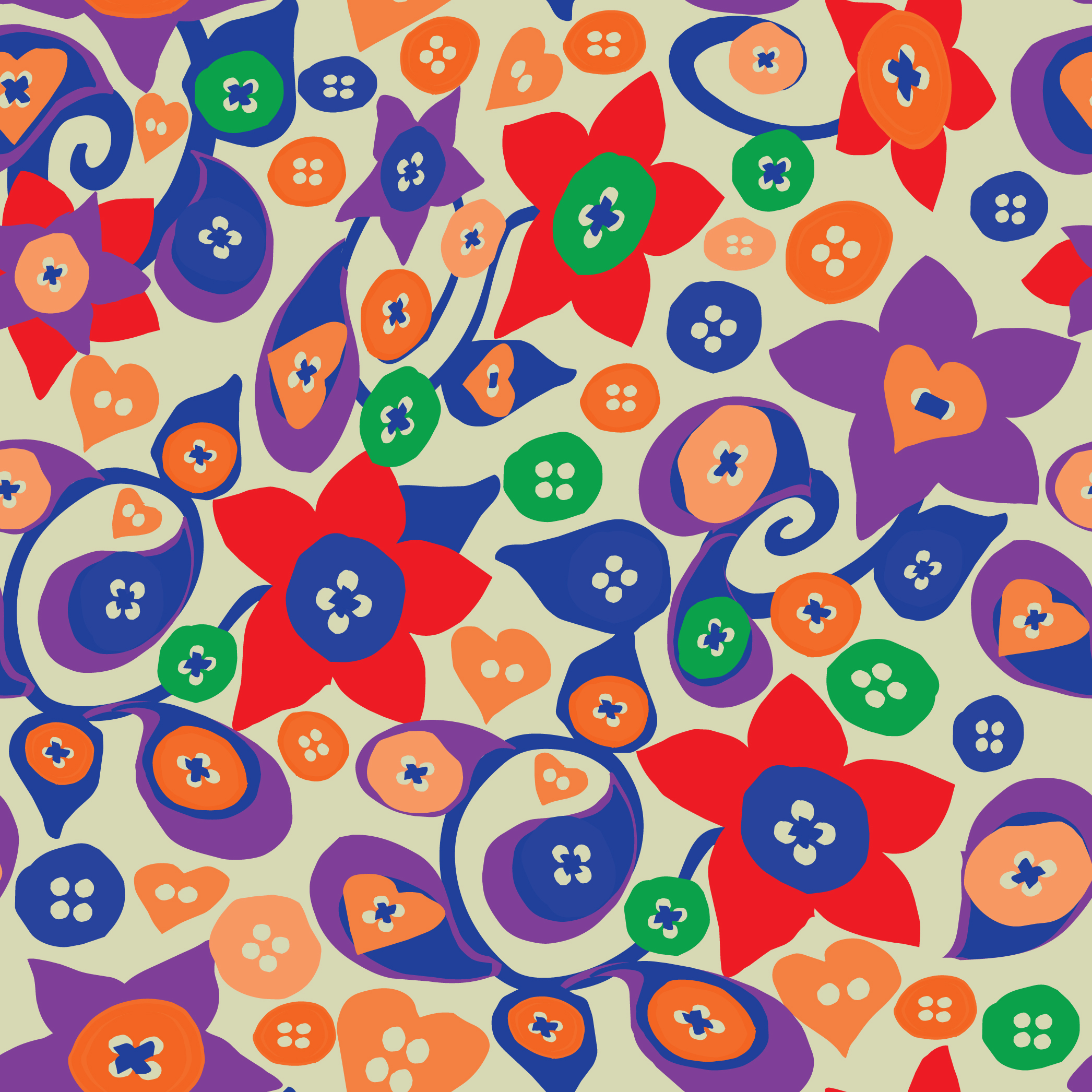 Floral Buttons, Rainbow